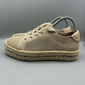 Chelsea & Violet Platform Sneakers Women’s Size 9.5 M‎ Tan Rhinestone